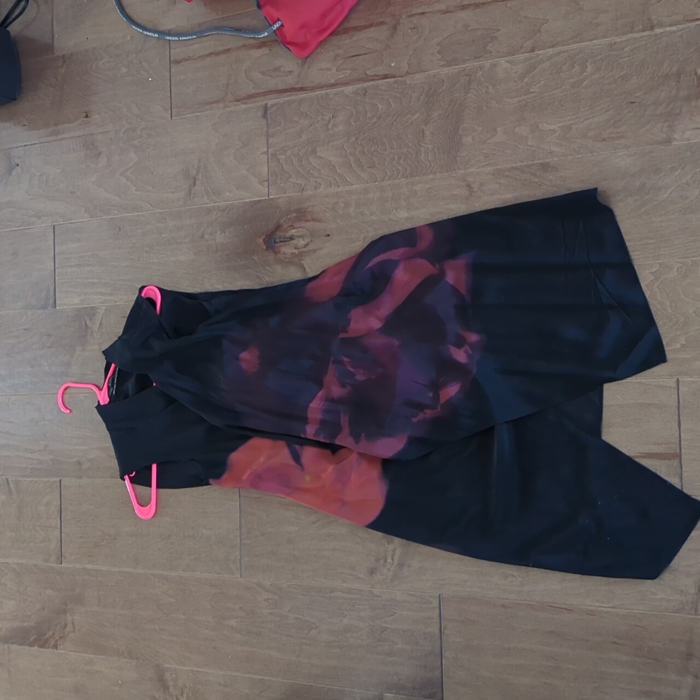 All Saints Novi Wrap Dress 100% silk black red